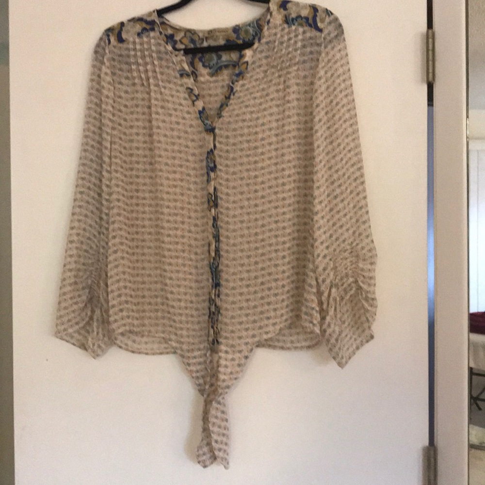 Democracy sheer boho shirt